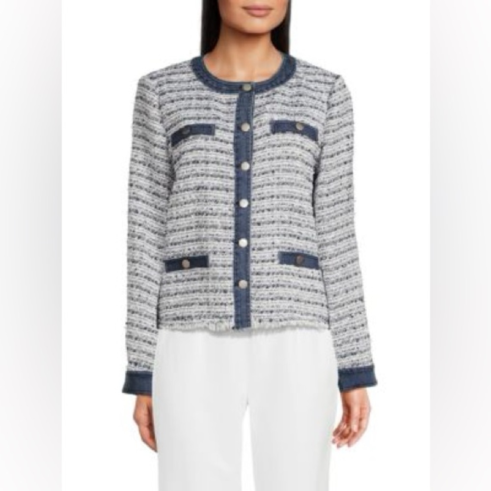 Sioni Denim Trim Tweed Jacket Sz Large